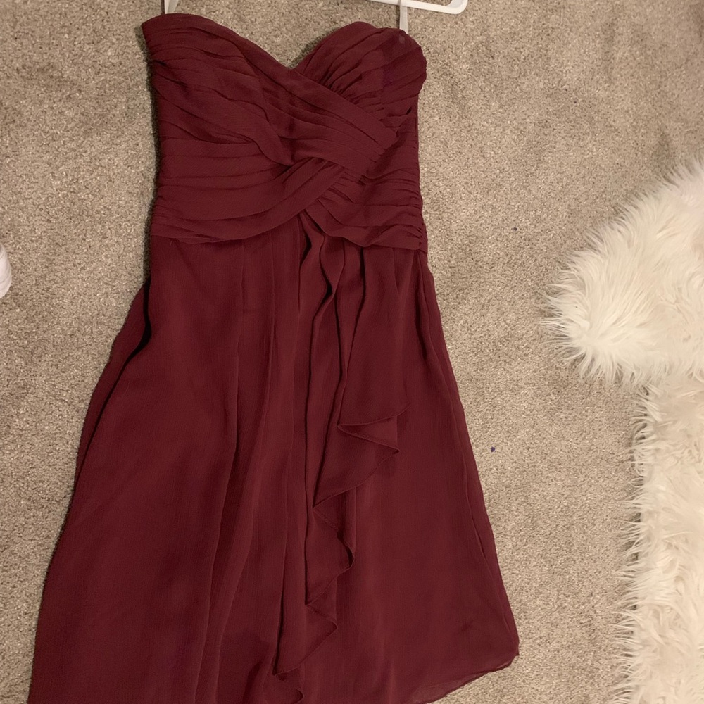 Maroon strapless cross dress